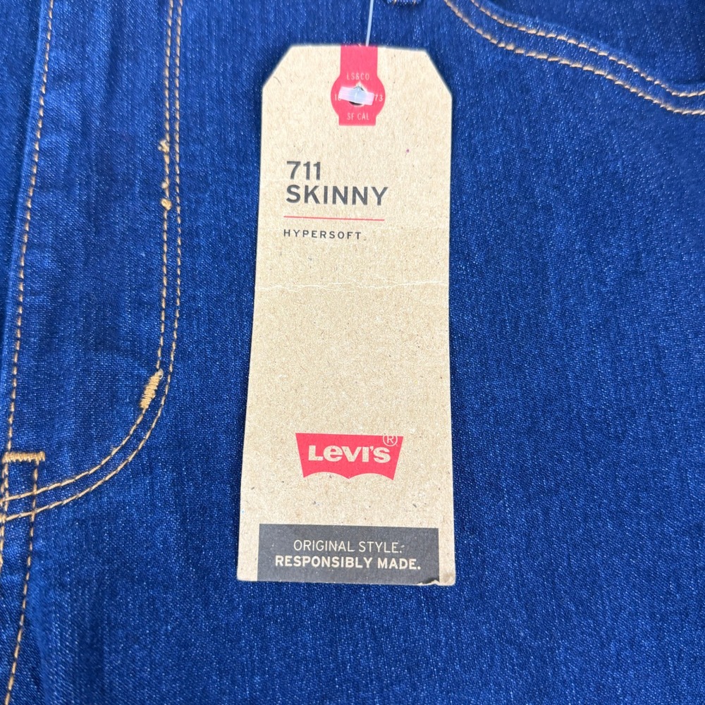 Levi's 711 Skinny Jeans Women 16 (33 x 30) Hypersoft Sculpt Dark Wash Denim - Picture 6 of 16